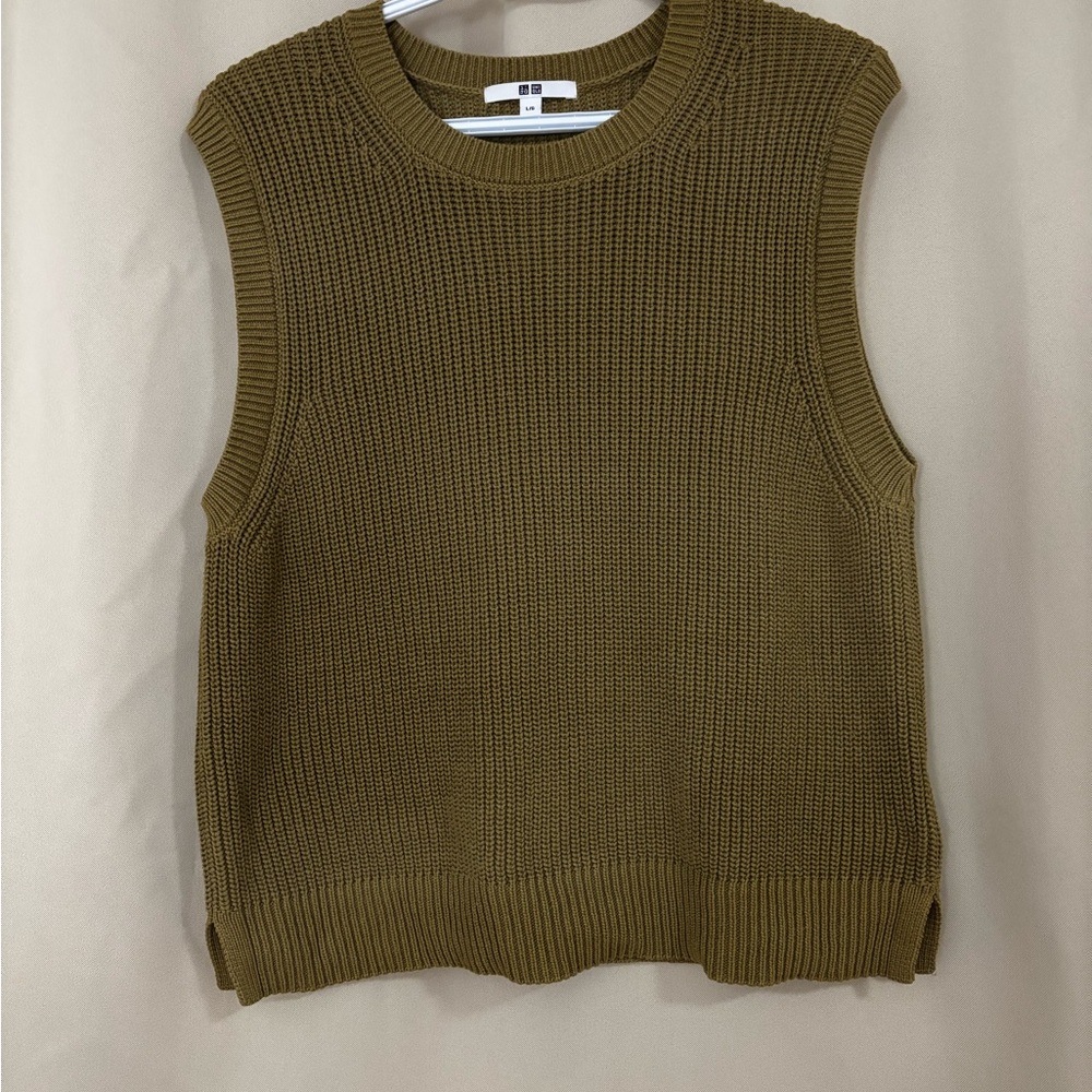 Olive Green Sleeveless Knit Sweater Vest